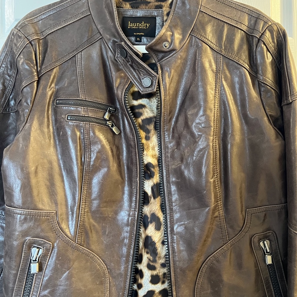 Laundry By Shelli Segal Women's Brown Leather Jacket